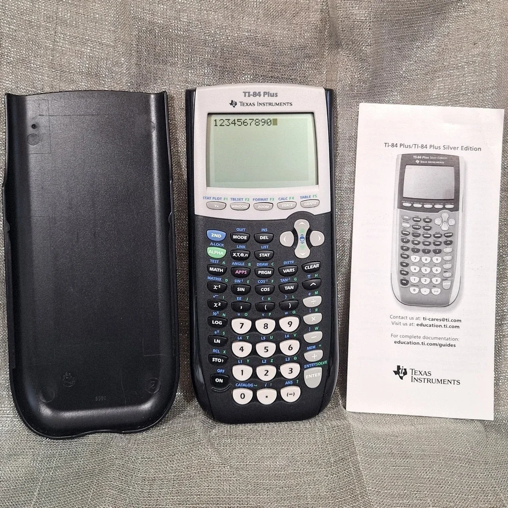 Texas Instruments TI-84 Plus Graphing Calculus Calculator Instr Book Cover Black